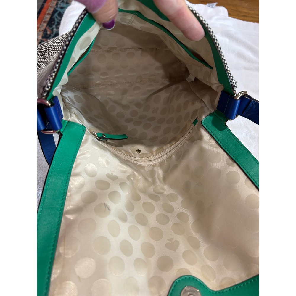 Kate Spade NY Carter Caden St. Crossbody Bag Green Blue Tweed Colorblock Sample - Picture 5 of 16